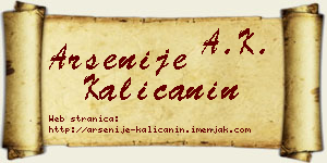 Arsenije Kaličanin vizit kartica